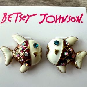 Betsy Johnson Rhinestone Fish Earrings-  NWT